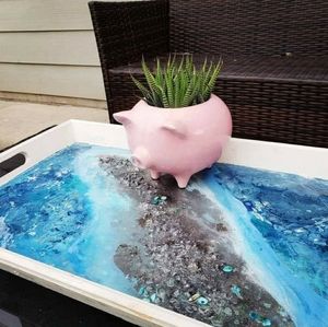 Beach/mountain table tray decor